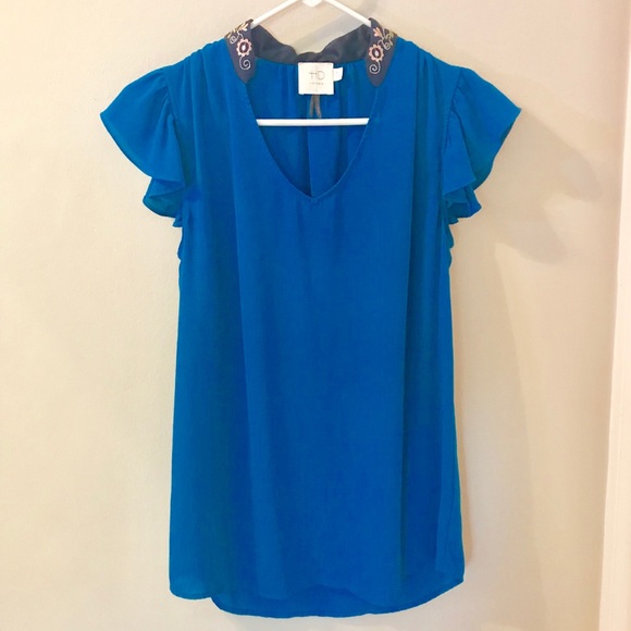Anthropologie Bright Blue Top - Picture 1 of 4